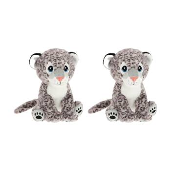 2x Keeleco Delux Plush Toy Soft Huggable Stuffed Animal Grey Snow Leopard