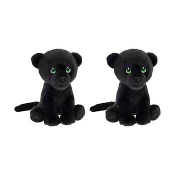 2x Keeleco Delux Plush Toy Soft Black Stuffed Animal Green Eyes Panther