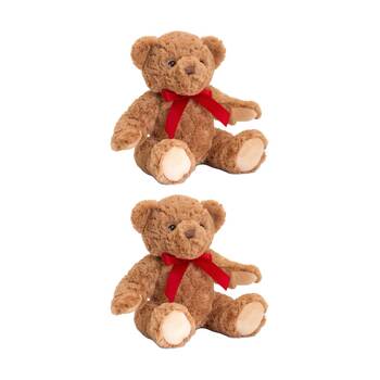 2x Keeleco Plush Soft Toy Eco-Friendly Huggable Animal W/ Red Ribbon Teddy