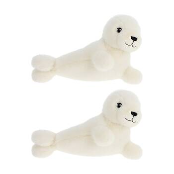 2x Keeleco 100% Recycled Material Weighted 15cm Delux Animal Plush Toy Seal