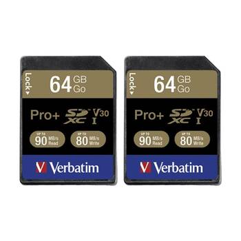 2PK VERBATIM Pro Plus 4K SDXC eXtended Capacity Card (UHS-I U3) 64GB