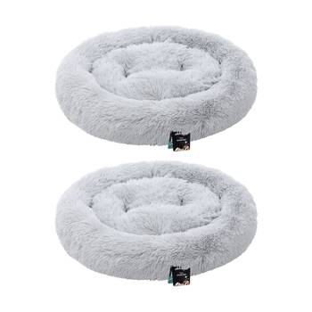 2x Paws And Claws Washable Round Plush Pet Dog Bed Large 75x75x17cm Assorted