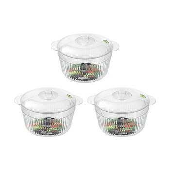 3x Lemon And Lime Crystal Vista Lidded Food Storage Bowl/Container 3.8L