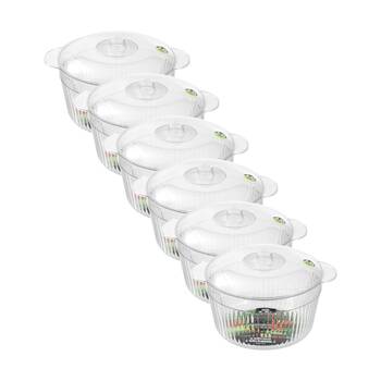 6x Lemon And Lime Crystal Vista Lidded Food Storage Bowl/Container 3.8L