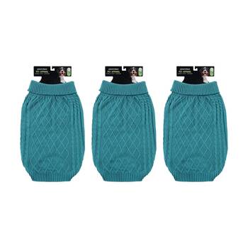 3x Paws And Claws Cable Knit Warm Pet Dog Clothing Jumper/Sweater 60cm Assorted