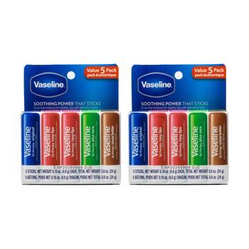 2x 5pc Vaseline Petroleum Jelly Lip Therapy Moisturising Balm 4.8g Assorted