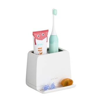 YouCopia The Ledge 2-Slot Antimicrobial Manual & Electric?Toothbrush Holder