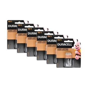 6PK Duracell Long Lasting Power Guaranteed Alkaline Single Use Battery 9V