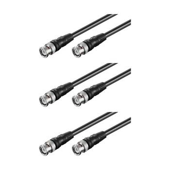 3PK Goobay BNC Connector Cable RG58 Shielded 10M 50 Ohm Impedance - Black