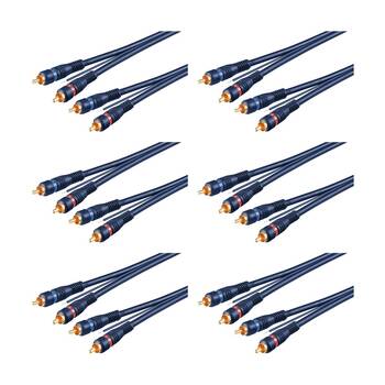 6PK Goobay Car Hi-Fi Stereo RCA Cable, Double Shielded 5M - Blue