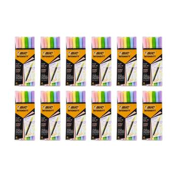 12PK Bic Dual Tip Felt Pens Intensity Assorted Colours Pastel Shades Set 6pc