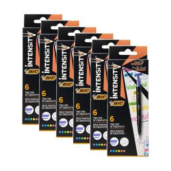 6x 6pc BIC Two Tip Dual Highlighters Intensity Colours Stationary Set Creativity