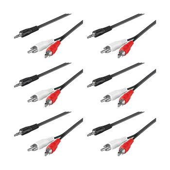 6PK Goobay AUX 3.5 mm Male to Stereo 2 x RCA 10M Audio Splitter Cable - Black