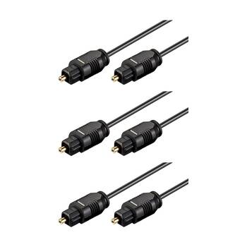 3PK Goobay Toslink Fiber Optic Audio Cable M/M 1.5M High Fidelity - Black
