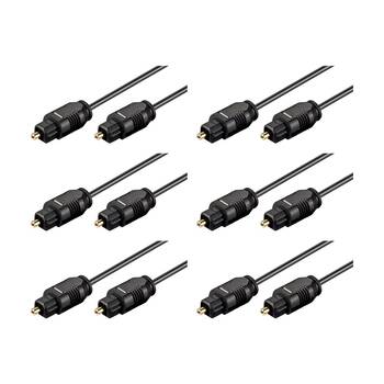6PK Goobay Toslink Fiber Optic Audio Cable M/M 1.5M High Fidelity - Black