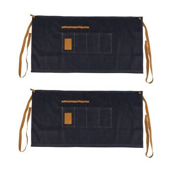 2PK Annabel Trends Sprout Denim Waist Half Garden Apron Blue & Brown