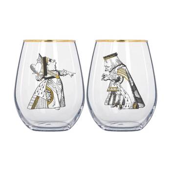 Victoria And Albert Alice In Wonderland Set Of 2 Tumblers Black White Gold