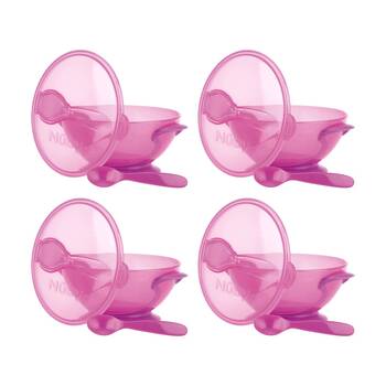 4x Nuby Kids/Toddler Food Suction Bowl W/ Spoon & Lid Spill-Proof Base Assorted