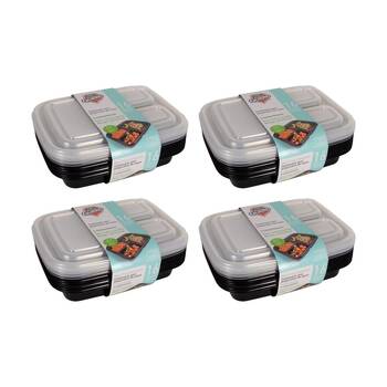 4x 20pc Fresh Guard Plastic Bento Style Containers W/ 3 Sections 1L