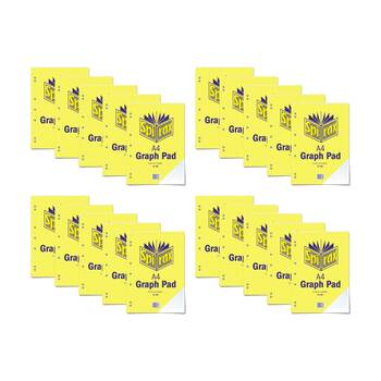 20PK Spirax 802 Graph Pad A4 Stationery Notebook 25 Pages 2mm Squares Yellow