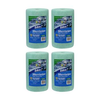 4PK 90pc Edco Merriwipe Super Heavy Duty Thick Cleaning Absorption Wipes Roll Green