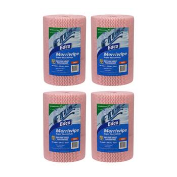 4PK 90pc Edco Merriwipe Super Heavy Duty Thick Cleaning Absorption Wipes Roll Red
