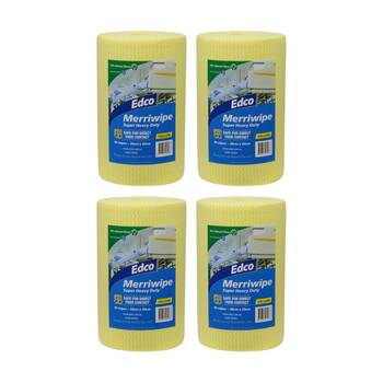 4PK 90pc Edco Merriwipe Super Heavy Duty Thick Cleaning Absorption Wipes Roll Yellow
