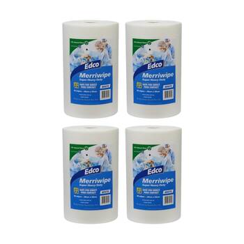 4PK 90pc Edco Merriwipe Super Heavy Duty Thick Cleaning Absorption Wipes Roll White