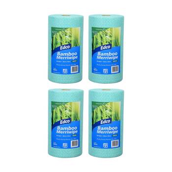 4PK 90pc Edco Bamboo Merriwipe Cloth Reusable Surface Cleaning Rolls Green