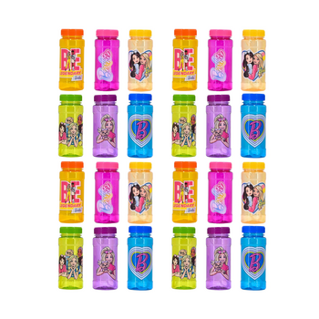 4x 6pc Barbie Character Themed Bubble Bottles Play Toy 118ml W/ Wands 3y+