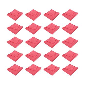 20PK TUF Contractor Grade Cleaner Chemical Free Microfibre Cloth Red