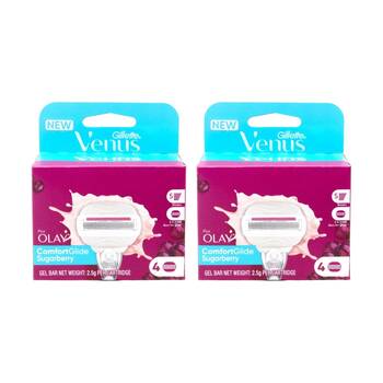 2PK Gillette Venus with OLAY ComfortGlide Sugarberry Scent Refill 4 Cartridges