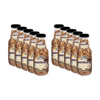 10PK Candy Cove Chocolate Popcorn Flavour In Reusable Jar 260g 30x11cm