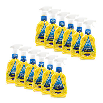 12PK Astonish Kitchen Cleaner Spray W/ Natural Oils Zesty Lemon Scent 750ml