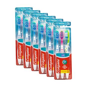 6x 3pc Colgate Max White Toothbrushes Value Pack W/ Polishing Stars Medium