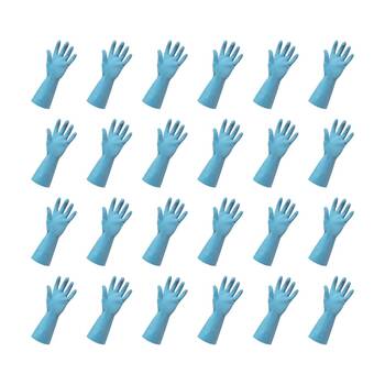24PK Edco Merrishine Silver Lined Anti Slip Rubber Gloves Blue Small