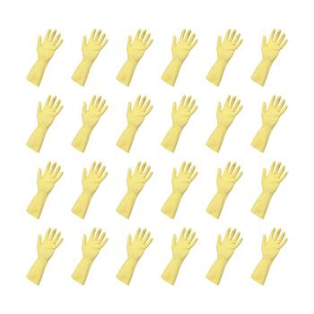 24PK Edco Merrishine Flock Lined Anti Slip Rubber Gloves Yellow Large