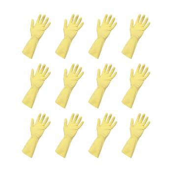 12PK Edco Merrishine Flock Lined Anti Slip Rubber Gloves Yellow Extra Large