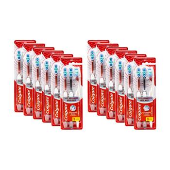 12x 3pc Colgate Toothbrush 360 Advanced Optic White Soft Assorted Colours