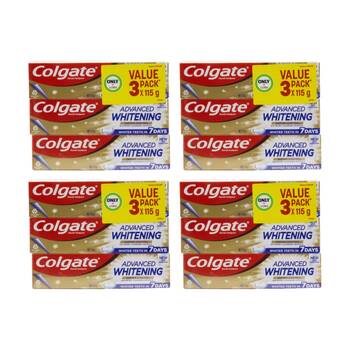 4x 3pc Colgate Advanced Whitening Tartar Control Toothpaste Value Pack 115g