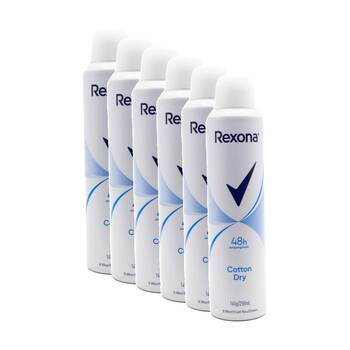 6PK Rexona Women Cotton Dry Antiperspirant Protection Deodorant Spray 250ml