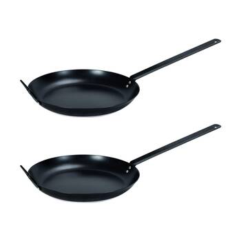 2PK Campfire Steel Non Stick Frypan Removable Handle Outdoor Cooking 35cm
