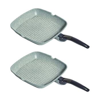 2PK Campfire Compact Grill Pan Lightweight Diecast Aluminium Non Stick 28cm