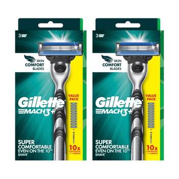 2PK Gillette Mach3 Razor Handle And 10 Cartridges Super Comfortable Shave