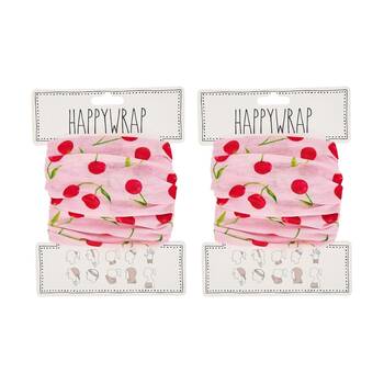 2PK Happywrap Multi-Wear Cherry Print Headband Scarf Polyester 50x25cm