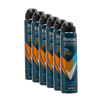 6PK Rexona Men Advanced Protection Body Activated Antiperspirant Spray 220ml
