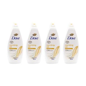 4PK Dove Nourishing Silk Triple Moisture Serum Body Wash For Dry Skin 750ml