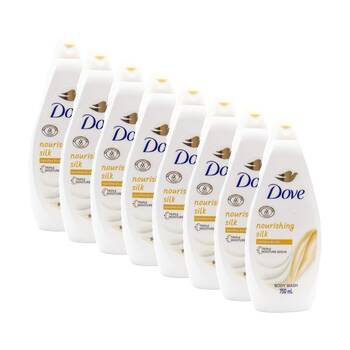 8PK Dove Nourishing Silk Triple Moisture Serum Body Wash For Dry Skin 750ml
