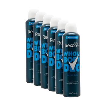 6PK Rexona Men Whole Body Deo Deodorant Ocean Fresh 72h Odour Control 230ml