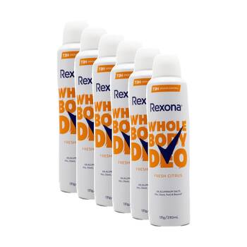 6PK Rexona Whole Body Deo Deodorant Fresh Citrus 72h Odour Control 230ml